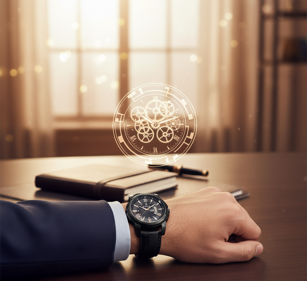 Titan Automatic Watch – Titanium Series*  
Engineered for precision. Designed for distinction.  
Crafted with a *lightweight titanium case*, this automatic watch combines durability, comfort, and timeless elegance. The open-heart dial showcases its self-